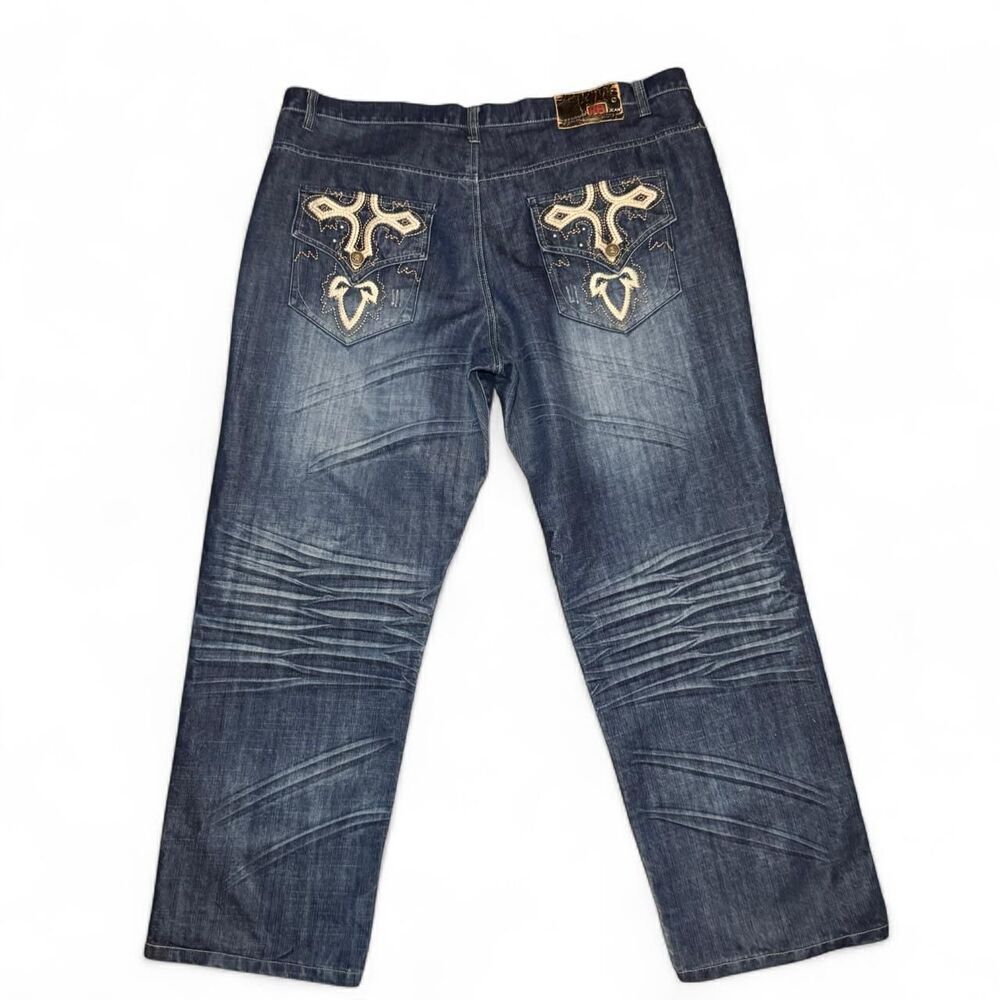 Premium RB Denim Y2K Men's Blue Jeans with back flap pocket embroidery Sz 46 - Picture 2 of 6